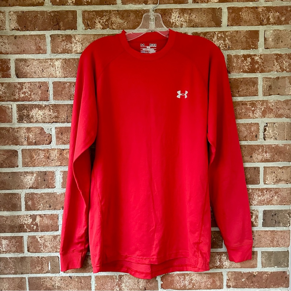 Under Armour men’s red “coldgear” long sleeve athletic shirt Size Medium